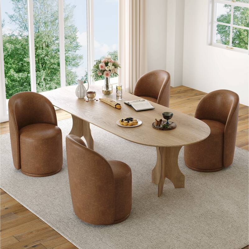 Upholstered Swivel Dining Chair Armless Barrel Chair