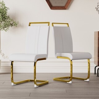 2 Piece Dining Chairs Set,Modern Fashion Kitchen Vanity Patio Club Guest Office Chair,Plating Golden Metal Legs
