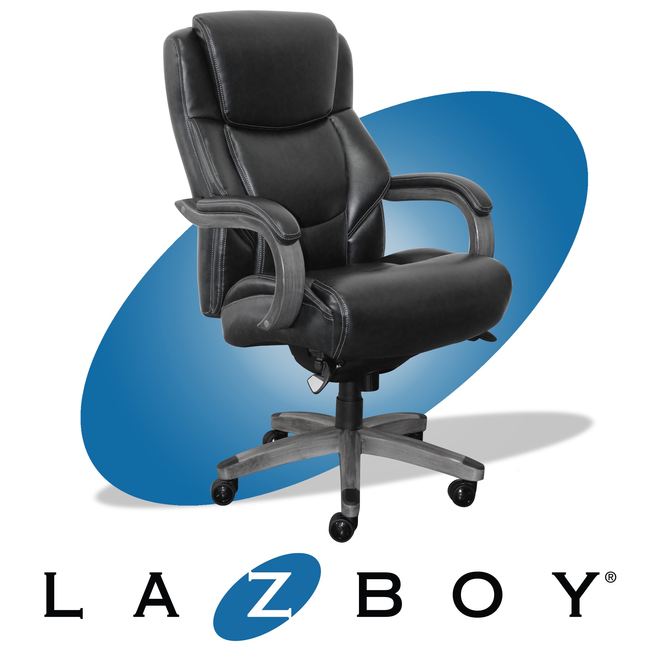 Shop La Z Boy Delano Executive Office Chair In Jet Black Bonded Leather On Sale Overstock 21123519