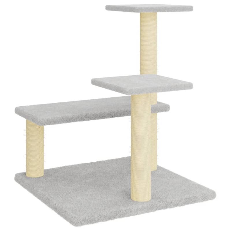 vidaXL Cat Tree Light Grey Engineered wood, plush, sisal Medium Durable - Light Grey