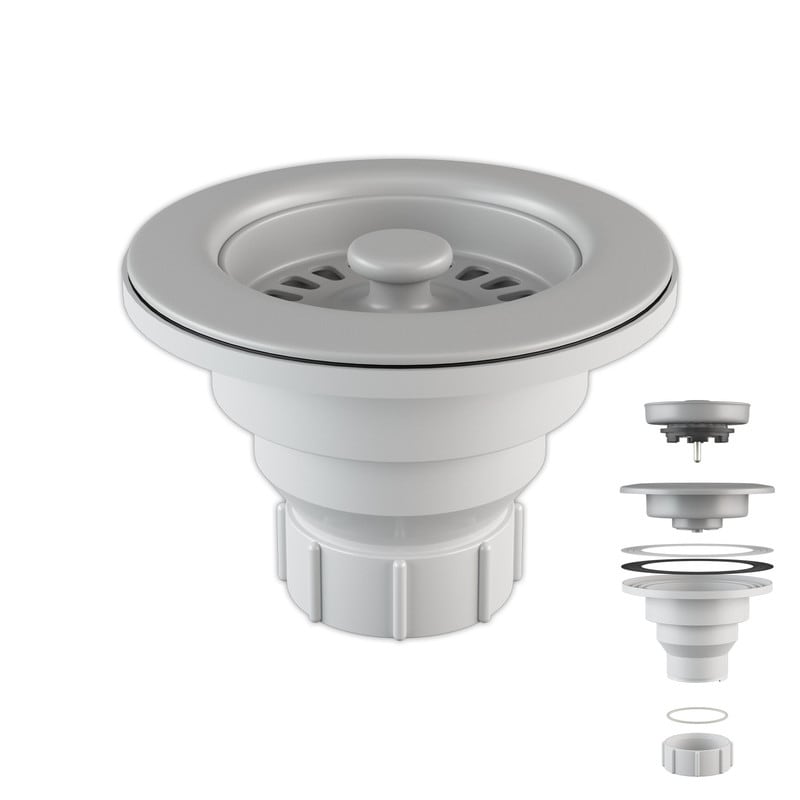Lexicon Kitchen Sink Basket Strainer 3-1/2" - White Finish