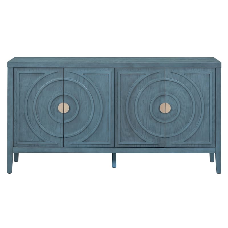 Retro Sideboard door with Circular Groove Design Round Metal Door Handle for Entrance, Dinning Room, Living Room