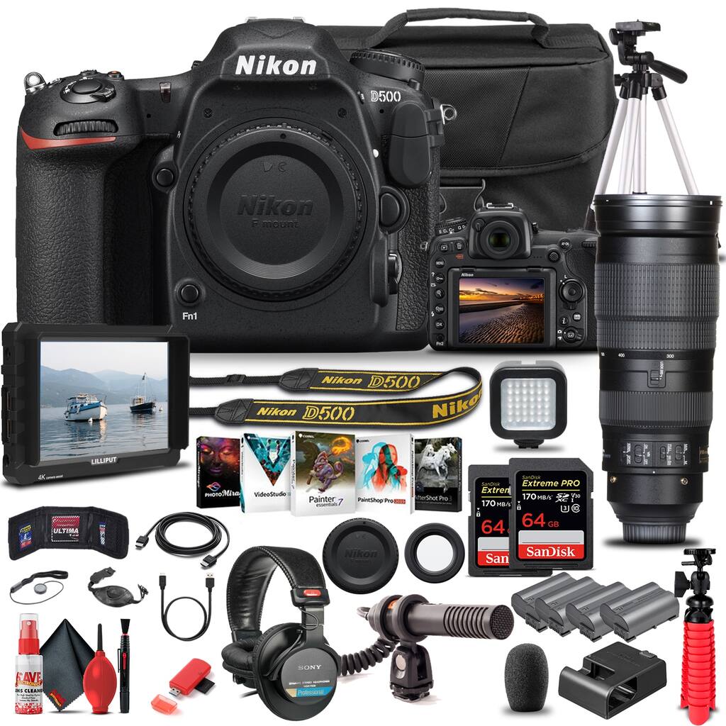 Nikon D500 DSLR Camera Body Only 1559 W/ Nikon 200-500mm Lens - Pro