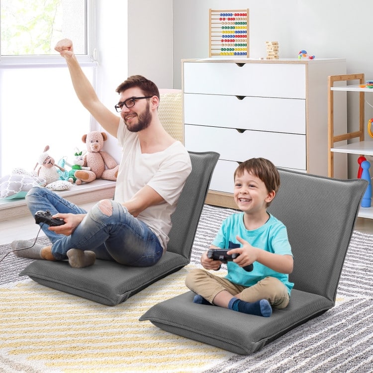 Adjustable 6-Position Folding Lazy Sofa Chair with Soft Cushion for Comfort - 39.5" x 18" x 3"
