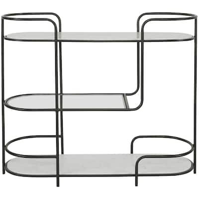 Uttermost 25174 Trolley Bar 14" Wide Marble Top and Iron, Marble, and