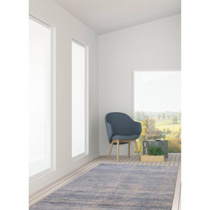 ECARPETGALLERY Hand-knotted Loreto Denim Blue Silk Rug - 5'10 x 8'10