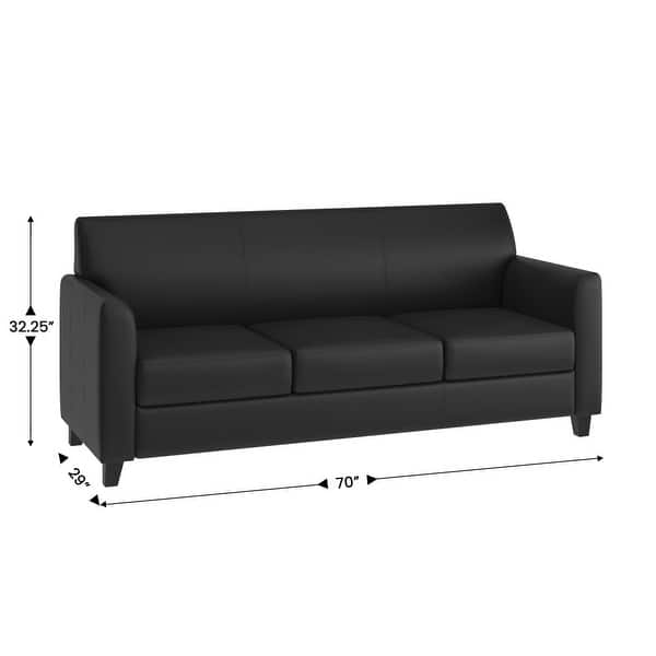 dimension image slide 0 of 4, LeatherSoft Sofa with Clean Line Stitched Frame - 70"W x 29"D x 32.25"H