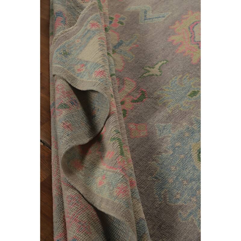 Hand Knotted Oriental 100% Wool Carpet Transitional All-Over Purples Oushak Area Rug - 10' 8'' X 8' 1''