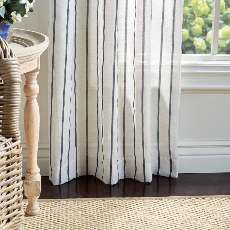 Martha Stewart Laguna Stripe Semi-Sheer Tie Tab Curtain Panel Pair