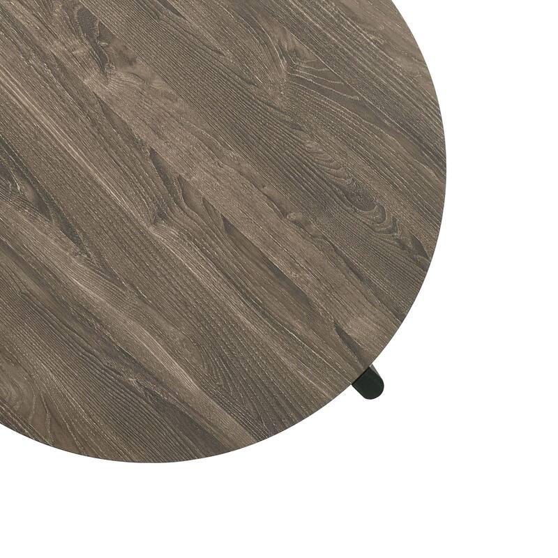 Furniture of America Rovion Round Wood Coffee Table with Open Bottom Shelf