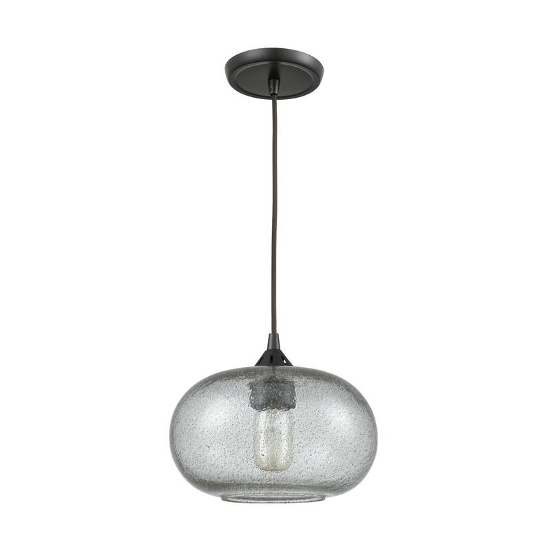 Elk Home Volace Oiled Bronze With Gray Speckled Glass 1 Light Pendant