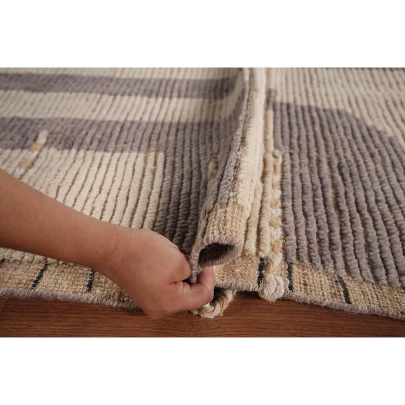 Earth Tone Moroccan Modern Area Rug Hand-Knotted Wool Carpet - 6'0"x 9'9"