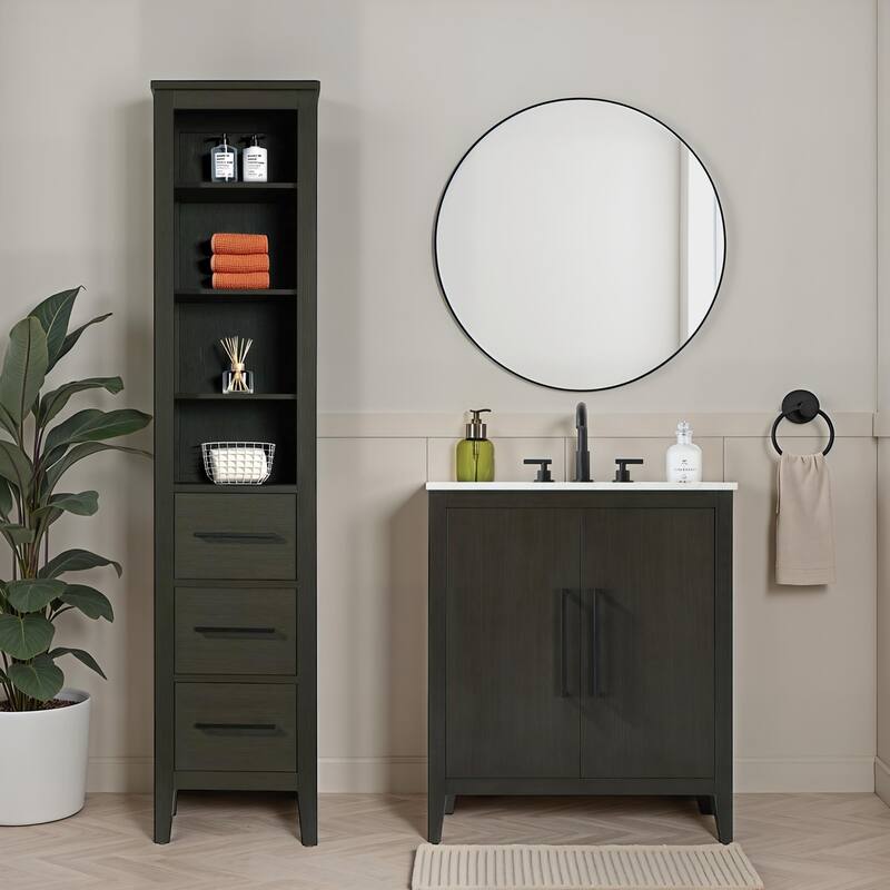 Laura 16-28 Inch Open Shelving Bath Storage Cabinet