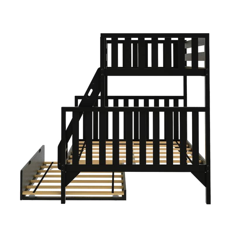 Scandinavian Twin Over Full Bunk Bed With Twin-Size Trundle