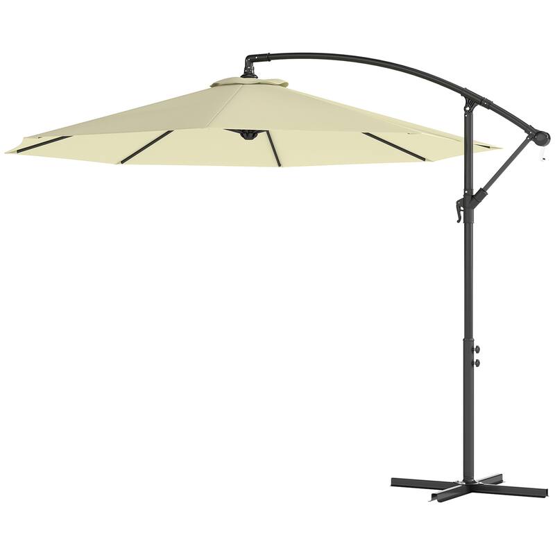 10 Feet UV and Water-Resistant Cantilever Patio Umbrella with Sturdy Base and Crank Handle