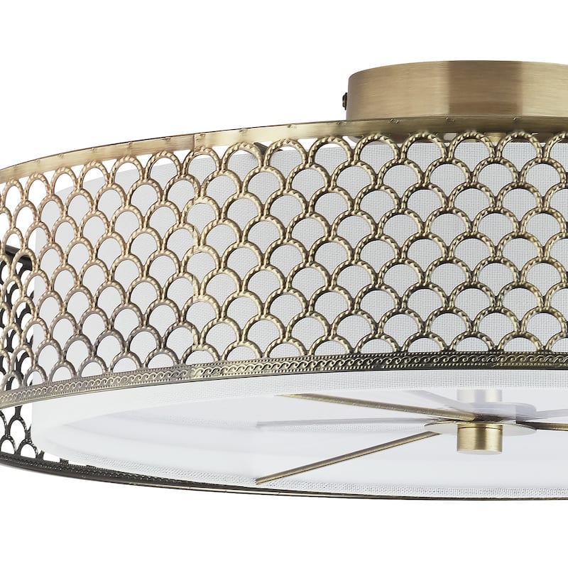 River of Goods Leyla Brushed Gold Metal 18.25-inch Semi-Flush Mount Ceiling Light - 18.25" x 18.25" x 6.375"