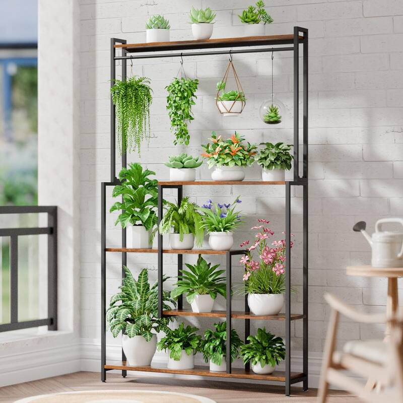 Tall Plant Stand Indoor with Grow Light, Metal Plant Shelf for Indoor Plants Multiple, 5 Tier Corner Flower Pot Holder Stand