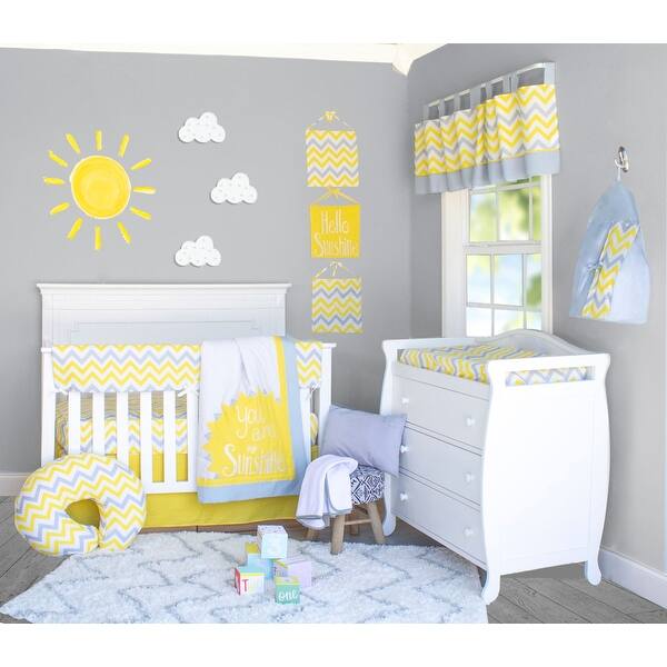 Yellow And Gray Chevron Crib Baby Bedding Set By Pam Grace Creations Overstock 28124422 Multi