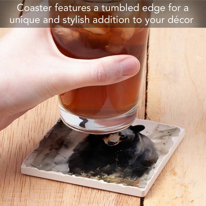 Bass Attack 4 Pack Tumbled Tile Stone Coaster with Protective Cork Backing Manufactured in The USA 4" Square