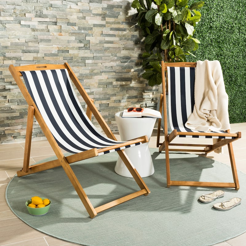 SAFAVIEH Outdoor Natalya Foldable Sling Chair (Set of 2) - 24W x 34D x 41H