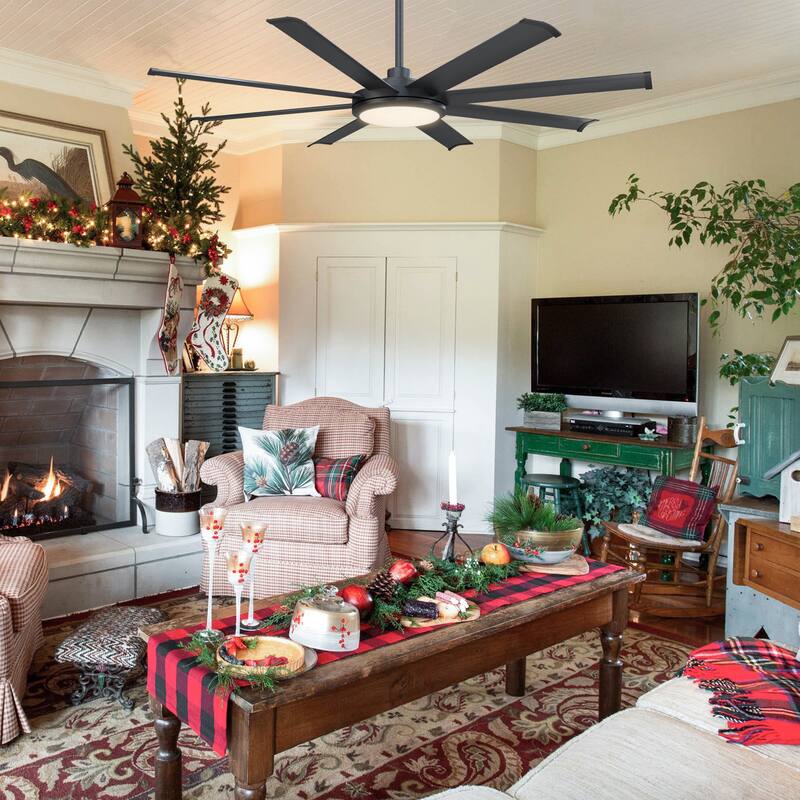 60-in Matte Black Aluminum 8-Blade Lager LED Ceiling Fan with Remote Control