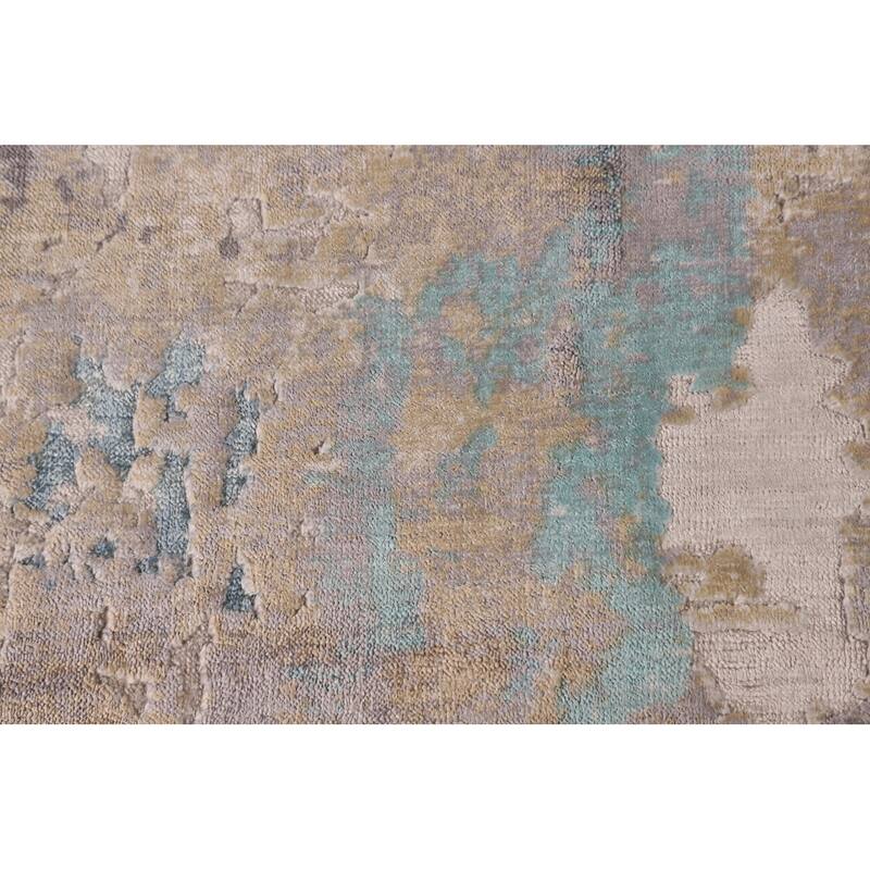 Contemporary Abstract Indian Area Rug Handmade Multi-Color Wool Carpet - 5'5"x 7'6"