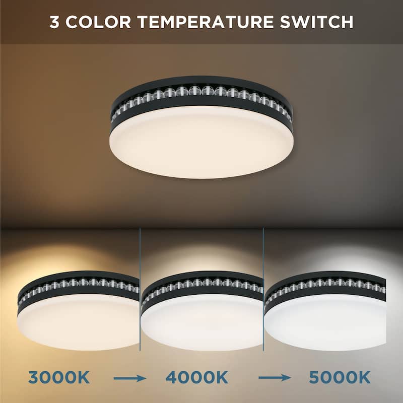 Carey Integrated LED Matte Black Flush Mount with CCT Switch