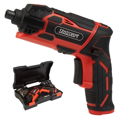 4V Electric Screwdriver 45-Piece Set - Rechargeable Cordless 4.5Nm 250RPM Screw Gun with Dual Position Grip by Stalwart