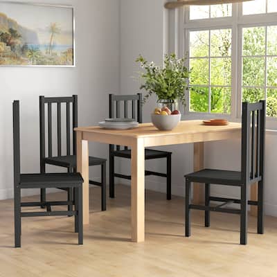 Farmhouse Solid Wood Armless 4 Piece Kitchen Dining Chairs with Slatted Backs for Dining Room Kitchen Living Room Bedroom
