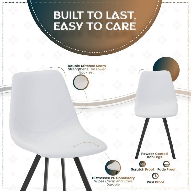 Markley Modern Ergonomic Leather Dining Chair with Black Steel Legs, Scratch-Resistant & Comfortable Kitchen Chair