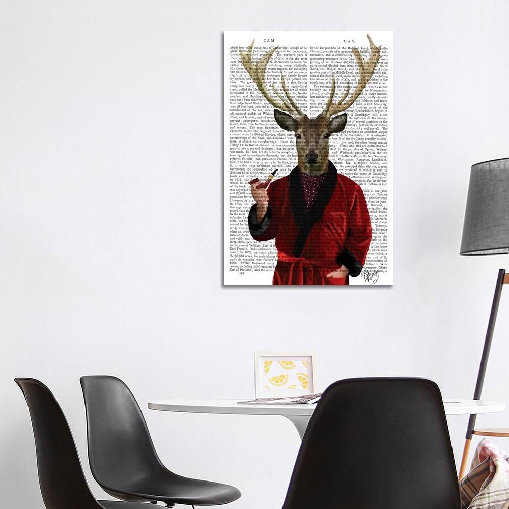 iCanvas "Deer In Smoking Jacket" by Fab Funky Canvas Print