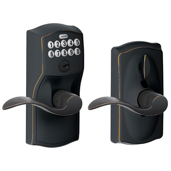 Schlage FE595-CAM-ACC Camelot Keypad Entry with Flex-Lock Door Lever Set with Accent Interior Lever