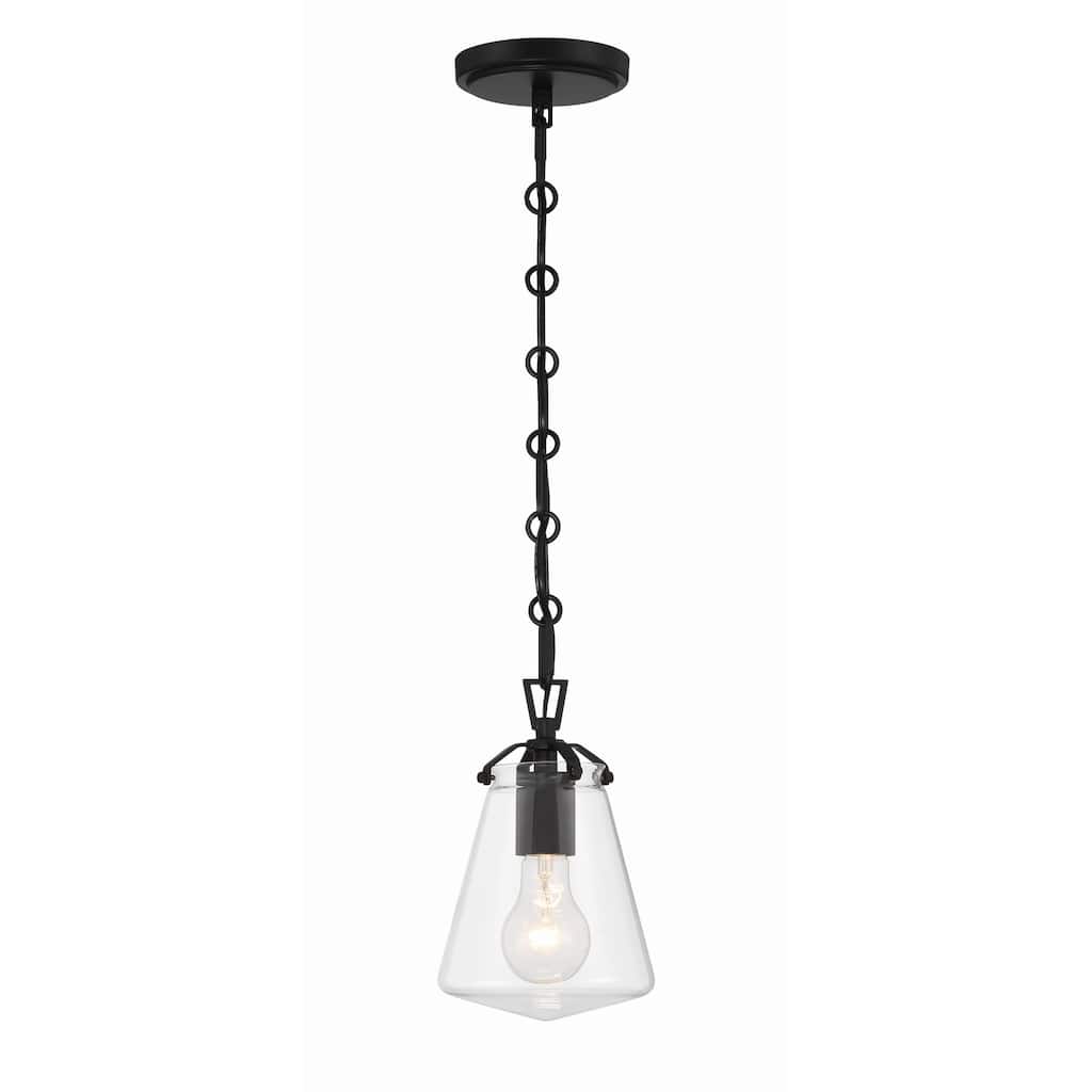 Voss 1 Light Matte Black Mini Pendant - 5.75"W x 9"H x 5.75"D