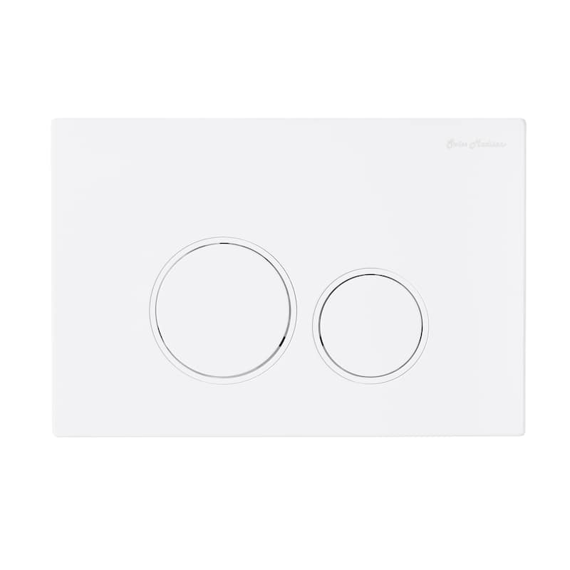 Wall Mount Dual Flush Actuator Plate With Round Push Buttons In Matte White - 9.65" x 6.5" 0.55"
