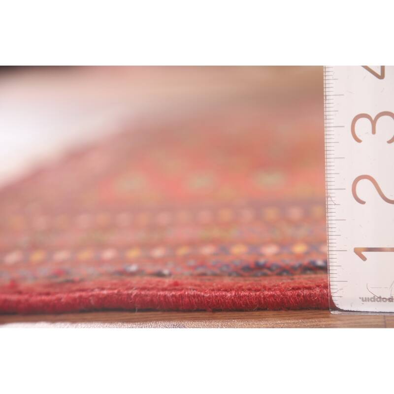 Geometric Turkoman Persian Square Rug Hand-Knotted Wool Carpet - 3'4" x 3'4"