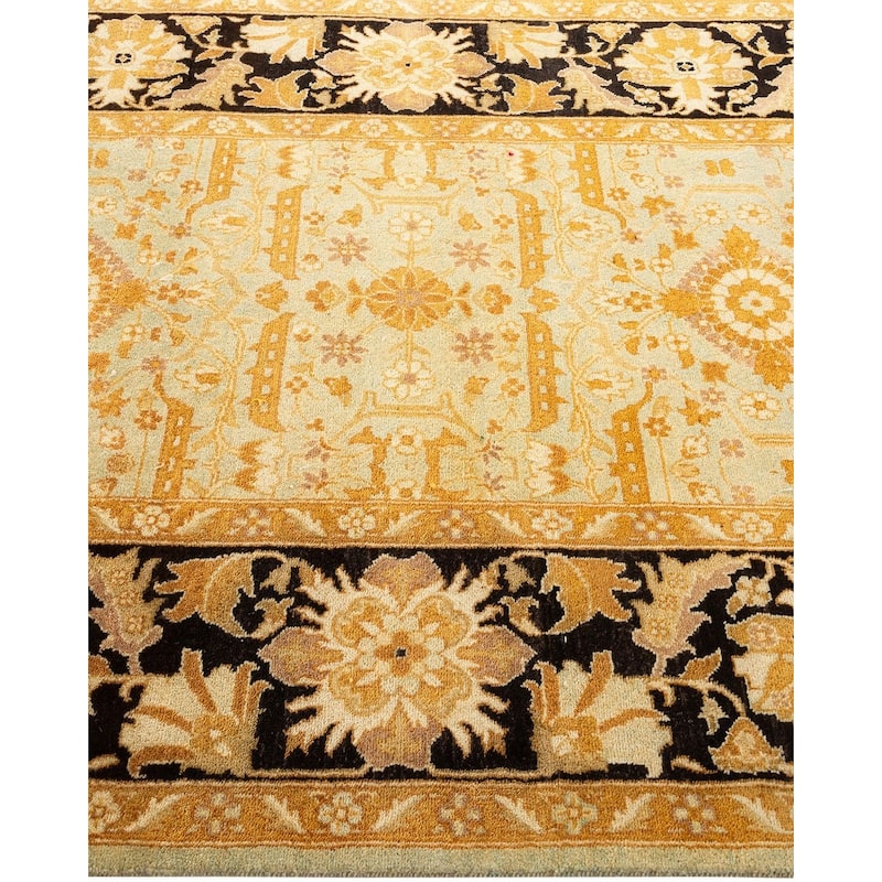 Overton Hand Knotted Wool Vintage Inspired Traditional Ottoman Yellow Area Rug - 4' 3" x 6' 4"