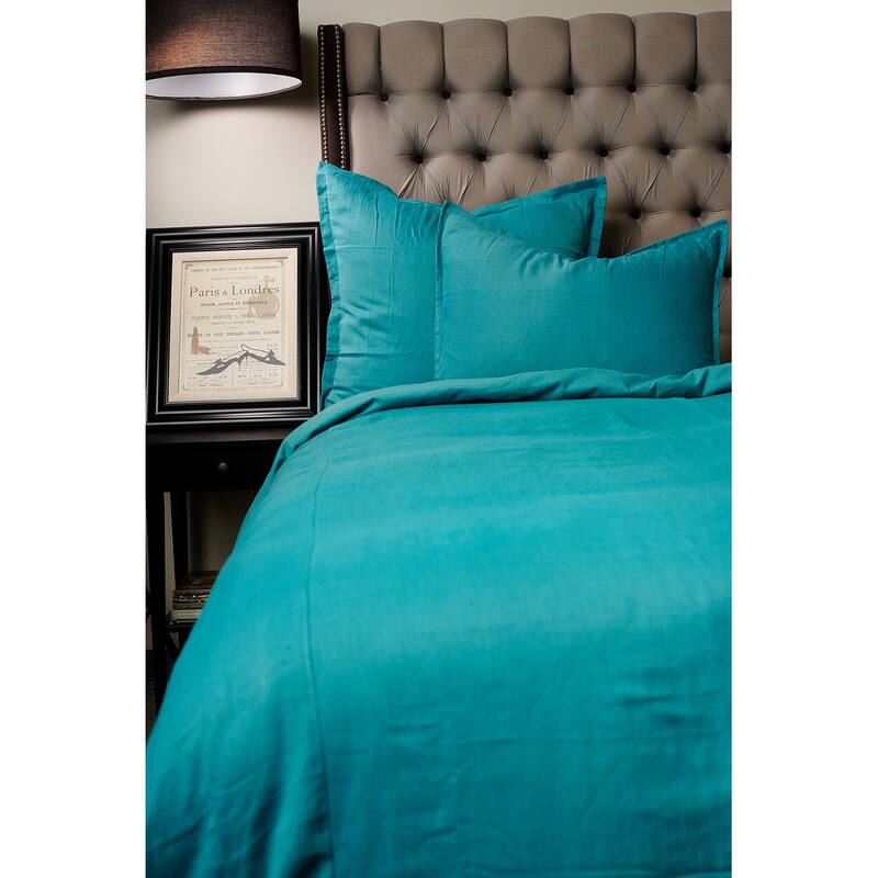 Colin, Cotton, Teal, Queen Duvet Cover - Teal - Queen