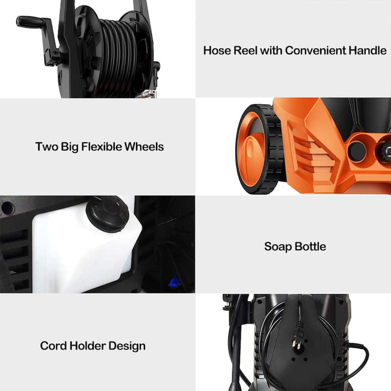 2200W 2.0 GPM Electric Pressure Washer with 5 Nozzles