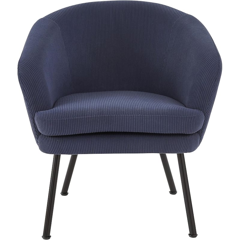 US Pride Furniture Modern Corduroy Accent Chair with Channel Back Design Black Metal Legs and Soft Upholstery