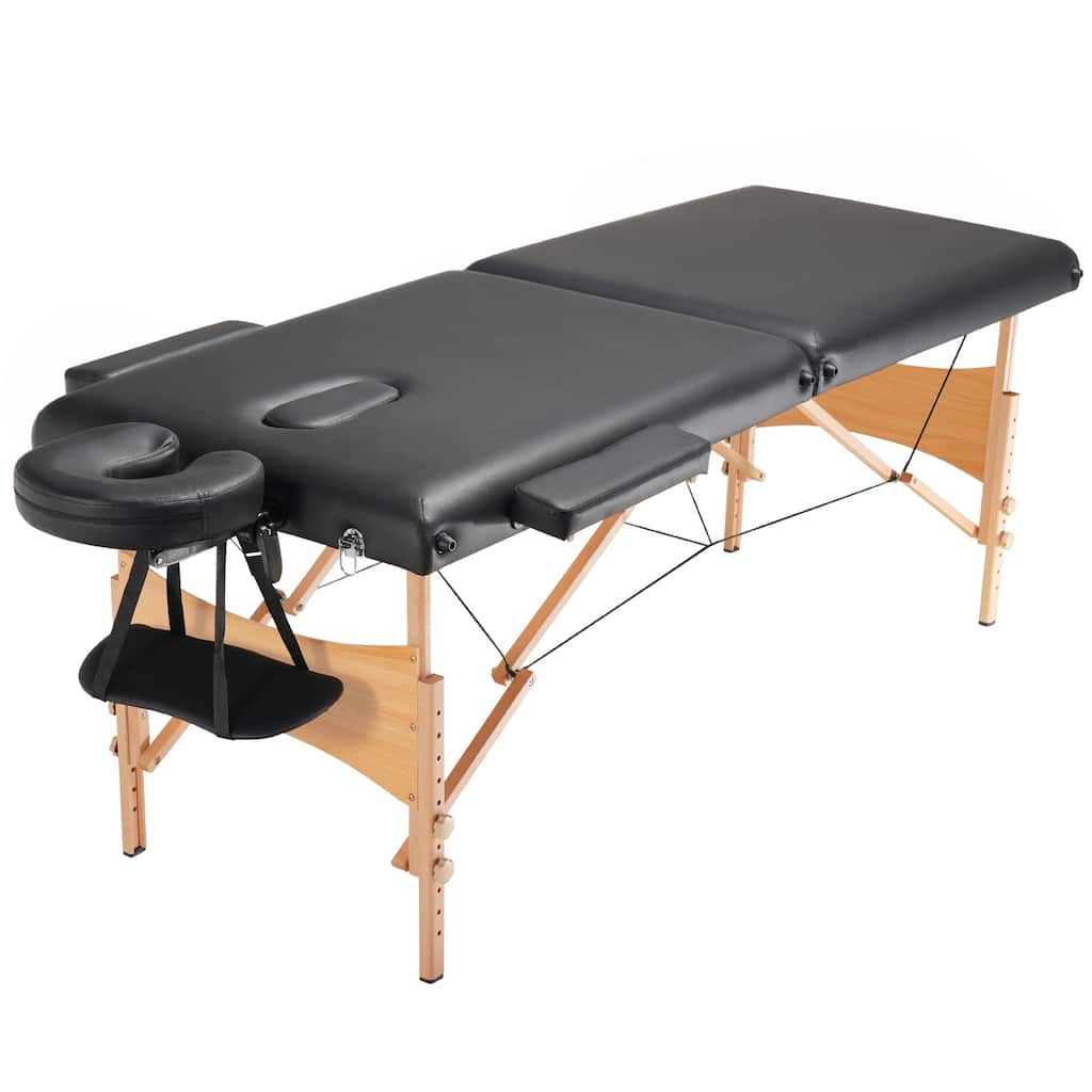 Portable Massage Table, 2 Folding Lightweight Massage Table, 8-Level Height Adjustable Salon Tattoo Bed, Spa Table with Headrest