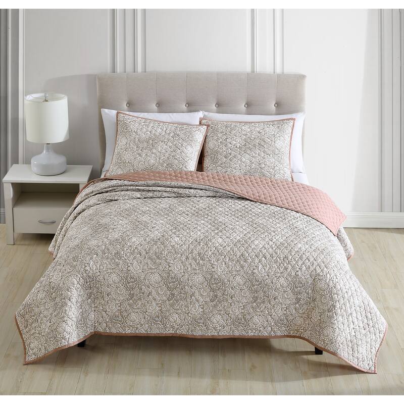 Riverbrook Home Katie 2 Piece Reversible Coverlet Set Blush - Blush - Twin - 2 PIece
