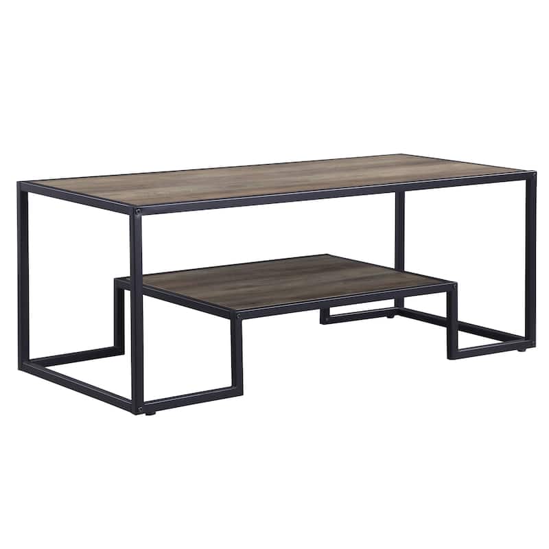 45" Metal Sled Coffee Table with Shelf for Living Room or Office - 45” x 20” x 17”