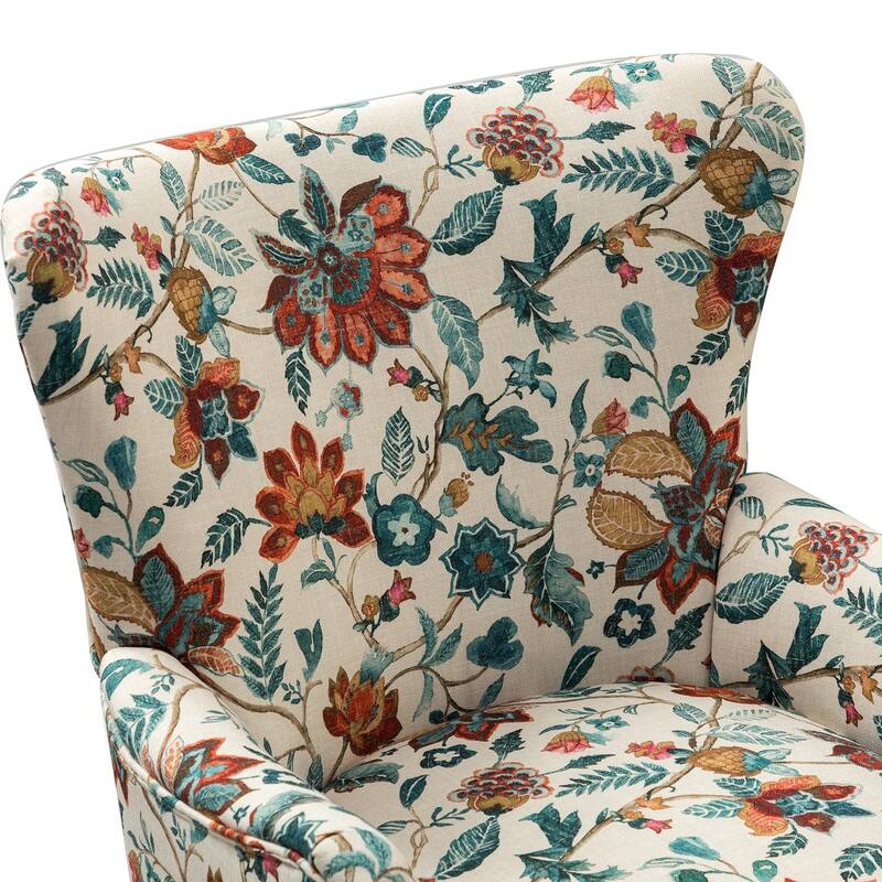 Nikolaus Armchair with Floral Fabric Pattern Set of 2 by HULALA HOME