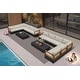 preview thumbnail 29 of 37, PURPLE LEAF GLFSF Outdoor sofas Black sofa with white seat for Yard Porch Deck Patio Conversation Sets 12seats+4 Tables/L-shaped