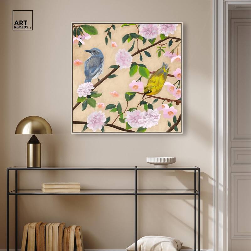 Birds Cuddle Canvas by Art Remedy