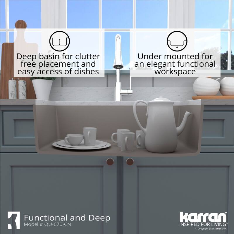 Karran Undermount Quartz 32 in. Single Bowl Kitchen Sink Kit