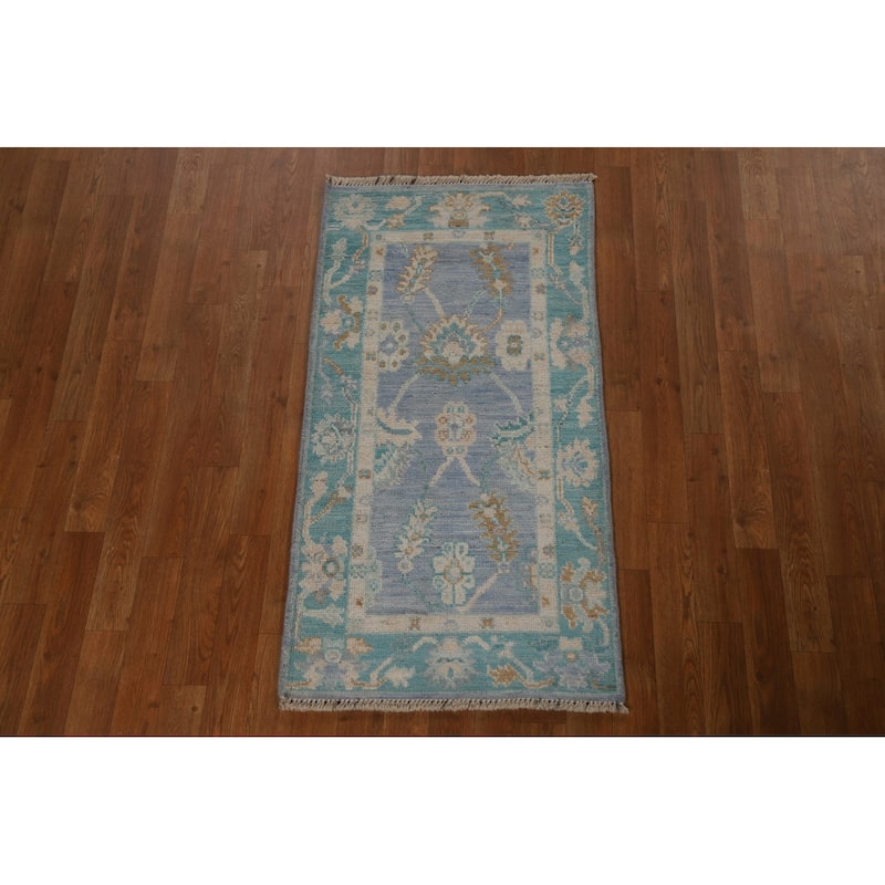 Geometric Oriental Oushak Turkish Rug Wool Hand-knotted Foyer Carpet - 2'0" x 3'11"