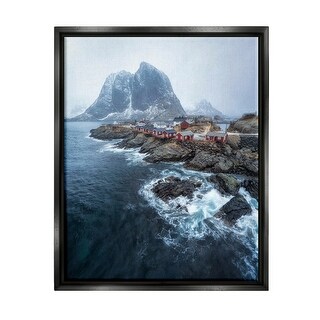 Stupell Coastal Ocean Village Framed Floater Canvas Wall Art Design by ...