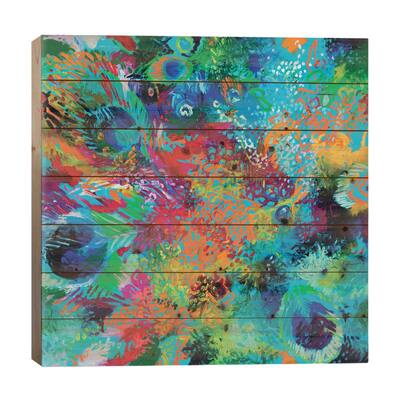 Rainbow In Latin Print On Wood by Iris Scott - Multi-Color