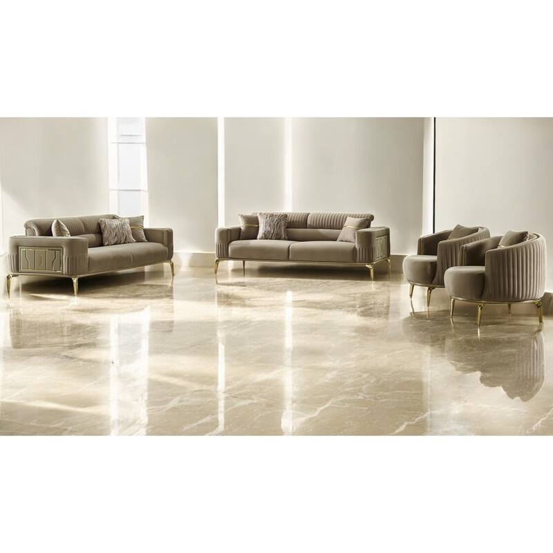 Fiorenzo 4 Pieces Living Room Sets 2 Sofa 2 Chair - Beige